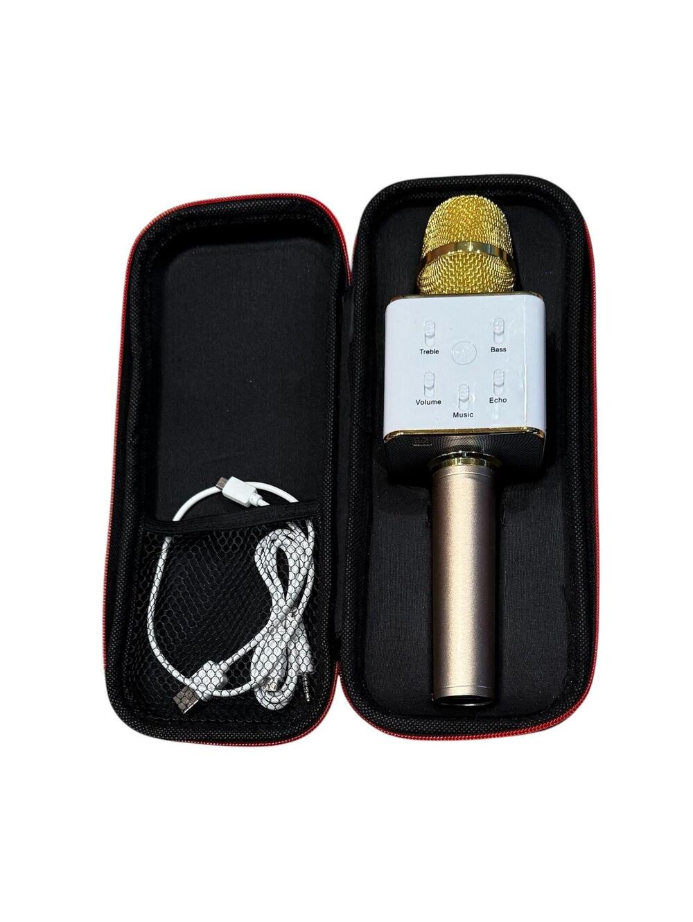 Y2K Wireless Microphone with Case Karaoke Yellow Gold tone USB Rechargeable